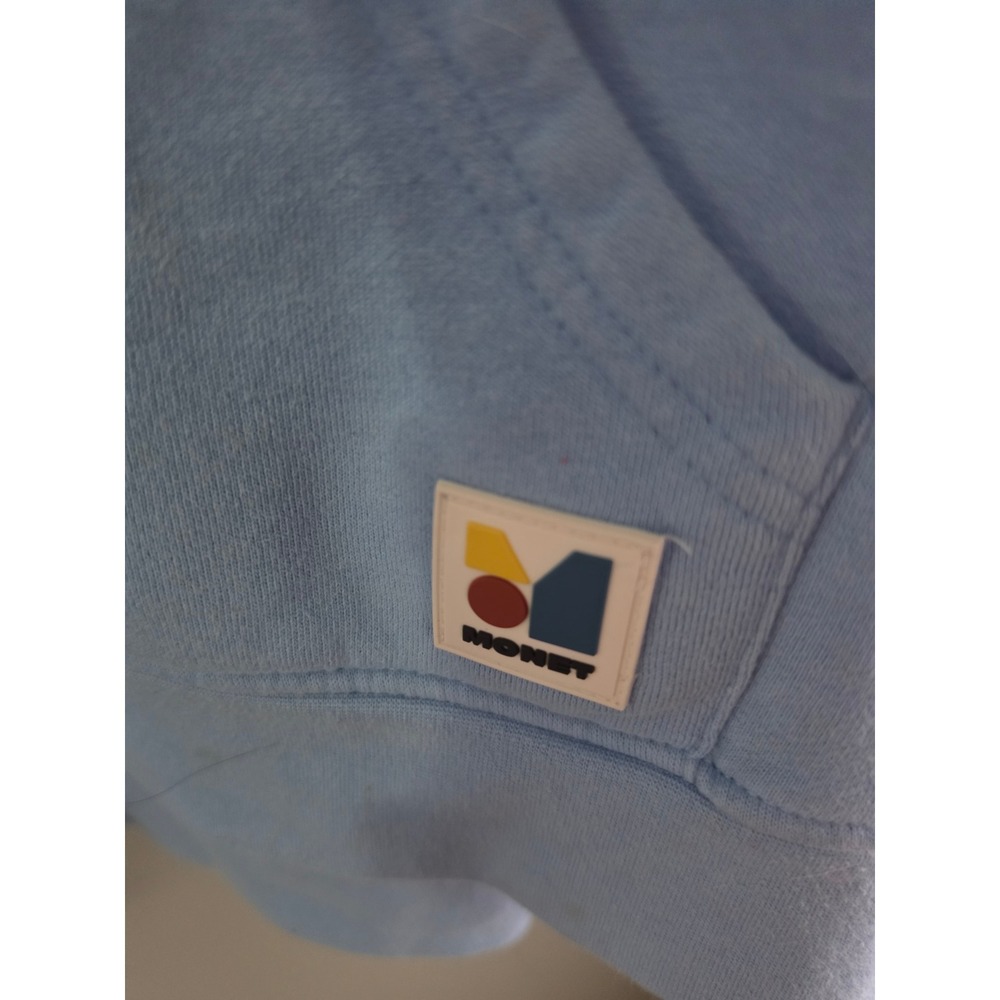 Monet Skateboards Light Blue Graphic Hoodie Women Large Cloud Rainbow Print - Picture 3 of 5